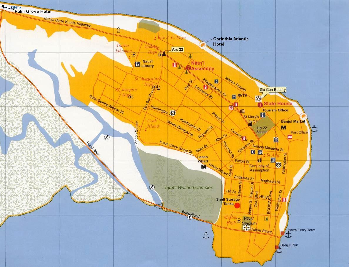 Streets include Marina Parade, Independence Drive and Nelson Mandela Street.