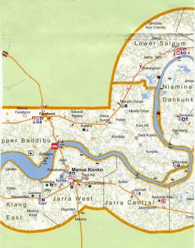 Jarra, Mansakongko and Baddibu map
